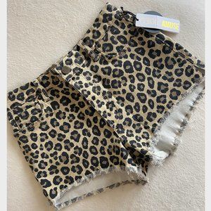 Amuse Society Denim Shorts (Cheetah Print)